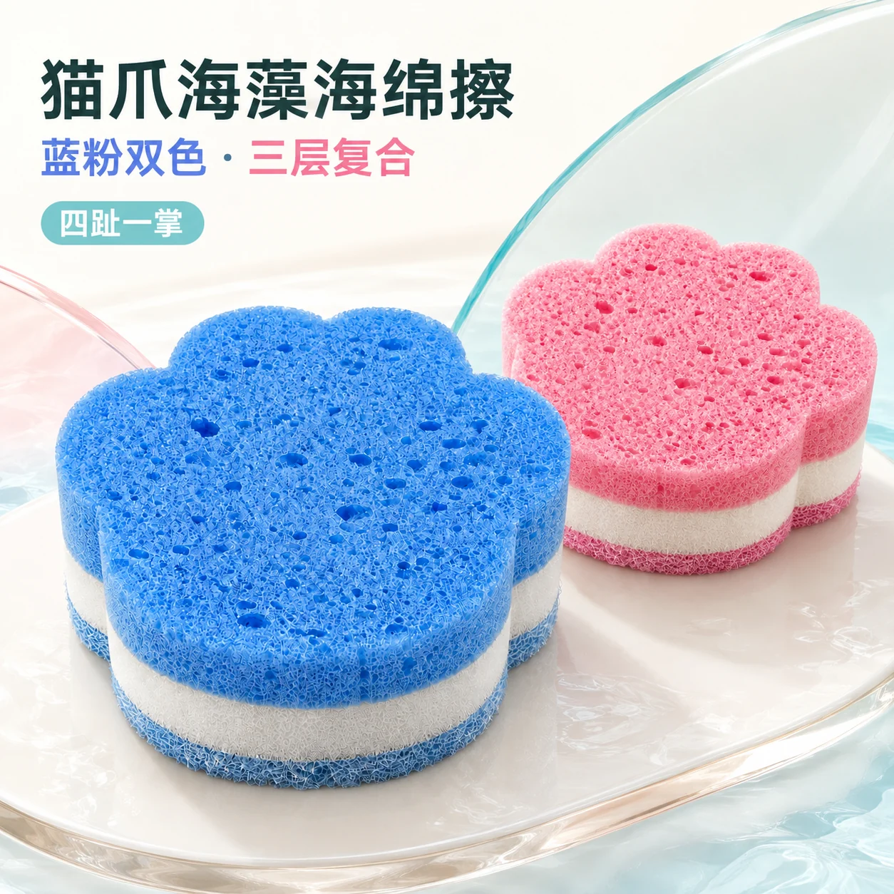Cat-paw cleaning sponges