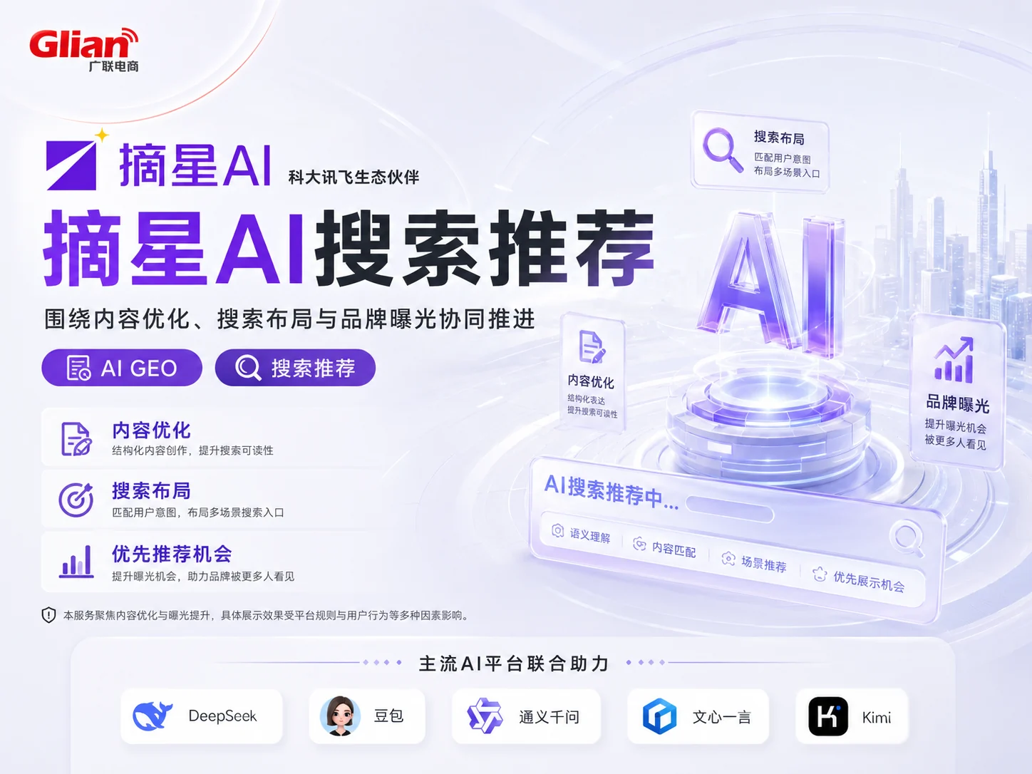 摘星AI生成式引擎优化服务内容与主流AI平台展示